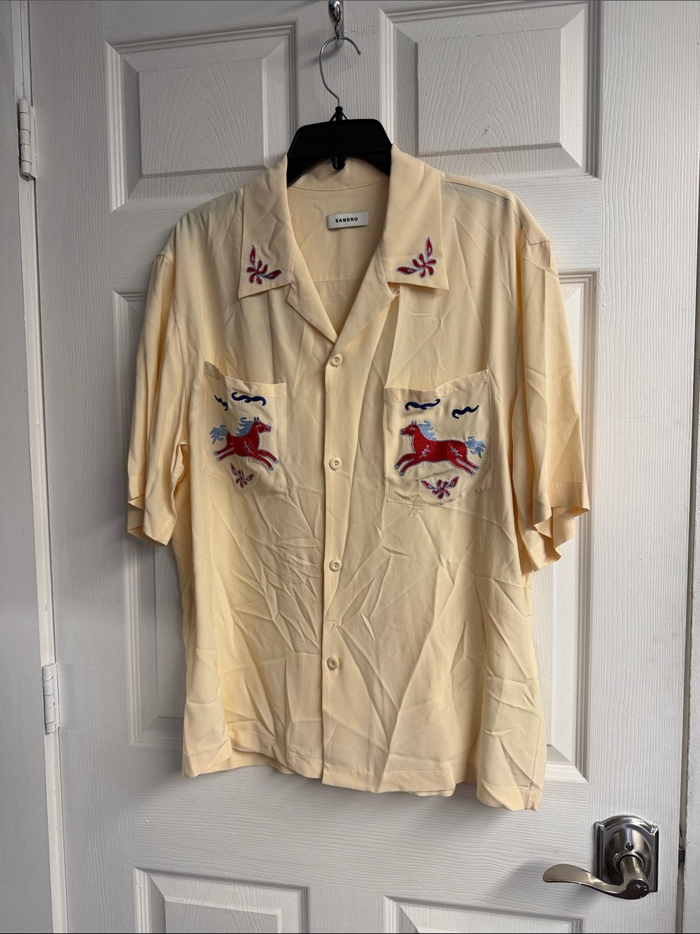 Sandro EMBROIDERED HORSE LOOSE-FIT SHIRT